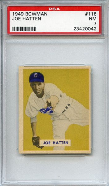 1949 Bowman 116 Joe Hatten PSA NM 7