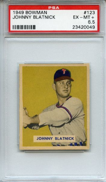 1949 Bowman 123 Johnny Blatnick PSA EX-MT+ 6.5