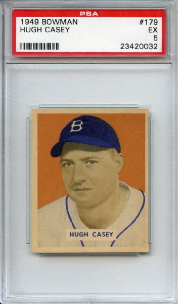 1949 Bowman 179 Hugh Casey PSA EX 5