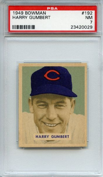 1949 Bowman 192 Harry Gumbert PSA NM 7