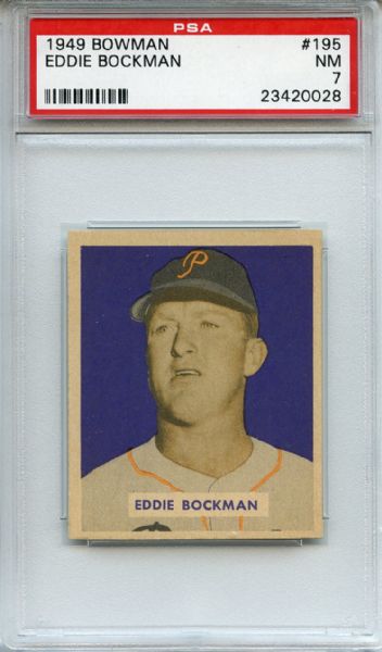 1949 Bowman 195 Eddie Bockman PSA NM 7