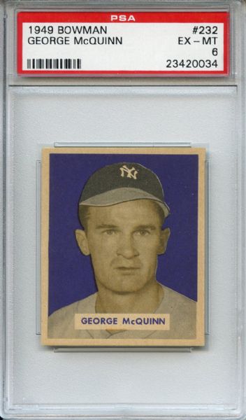 1949 Bowman 232 George McQuinn PSA EX-MT 6