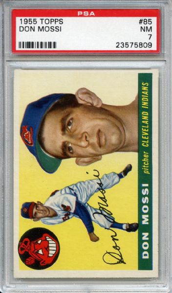 1955 Topps 85 Don Mossi RC PSA NM 7