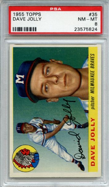 1955 Topps 35 Dave Jolly PSA NM-MT 8