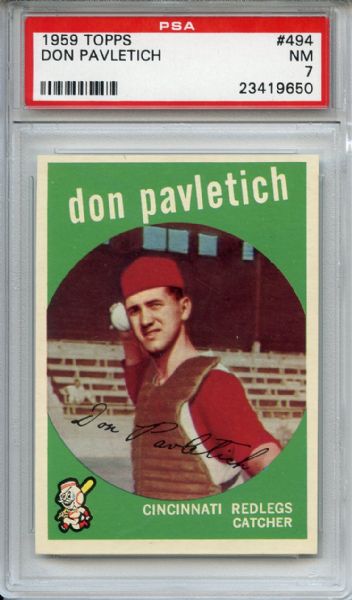 1959 Topps 494 Don Pavletich PSA NM 7