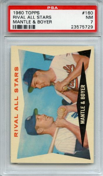 1960 Topps 160 Rival All Stars Mickey Mantle PSA NM 7