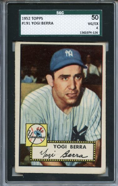 1952 Topps 191 Yogi Berra SGC VG/EX 50 / 4