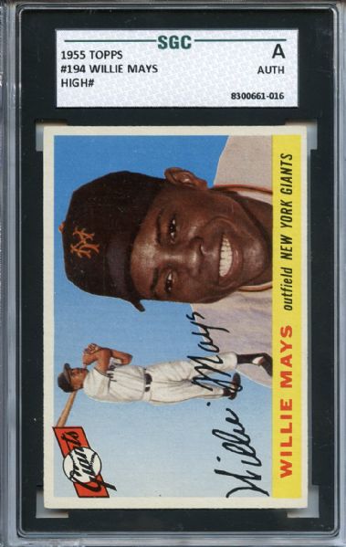 1955 Topps 194 Willie Mays SGC Authentic