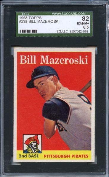 1958 Topps 238 Bill Mazeroski SGC EX/MT+ 82 / 6.5