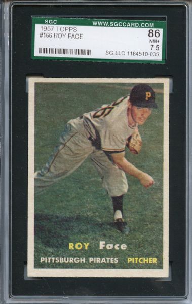 1957 Topps 166 Roy Face SGC NM+ 86 / 7.5