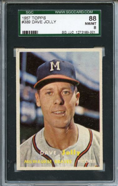 1957 Topps 389 Dave Jolly SGC NM/MT 88 / 8