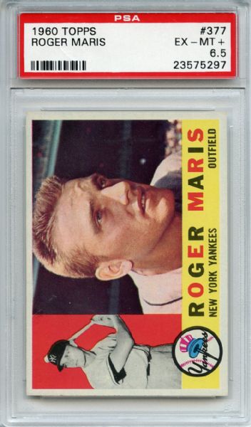 1960 Topps 377 Roger Maris PSA EX-MT+ 6.5