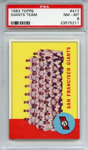 1963 Topps 417 San Francisco Giants Team PSA NM-MT 8