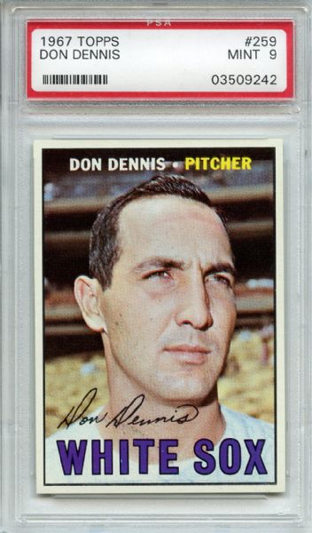 1967 Topps 259 Don Dennis PSA MINT 9