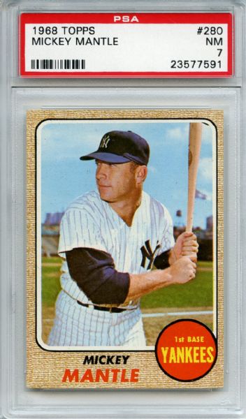 1968 Topps 280 Mickey Mantle PSA NM 7