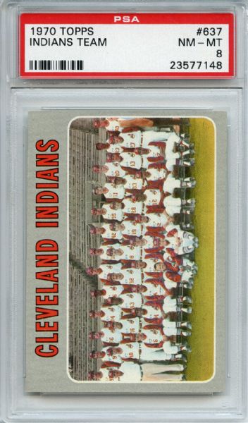 1970 Topps 637 Cleveland Indians Team PSA NM-MT 8