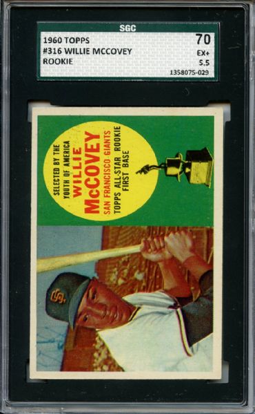 1960 Topps 316 Willie McCovey RC SGC EX+ 70 / 5.5
