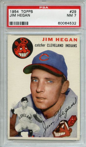 1954 Topps 29 Jim Hegan PSA NM 7