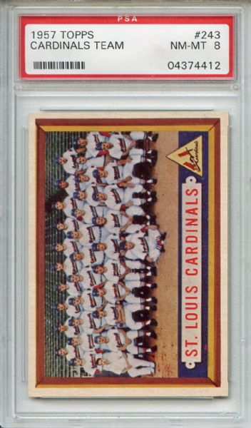 1957 Topps 243 St. Louis Cardinals Team PSA NM-MT 8