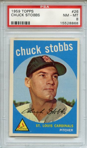 1959 Topps 26 Chuck Stobbs PSA NM-MT 8