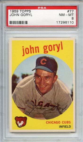 1959 Topps 77 John Goryl PSA NM-MT 8