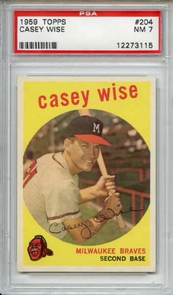 1959 Topps 204 Casey Wise Gray Back PSA NM 7