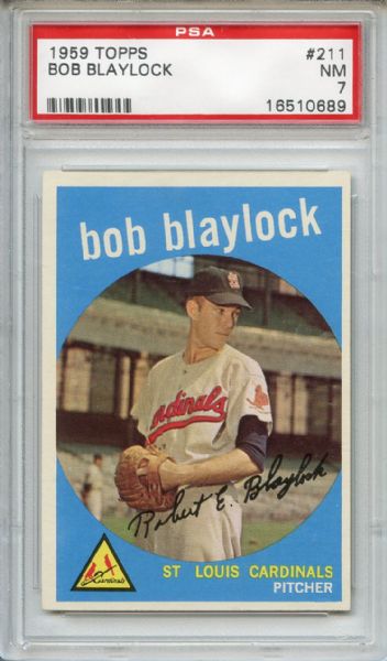 1959 Topps 211 Bob Blaylock Gray Back PSA NM 7