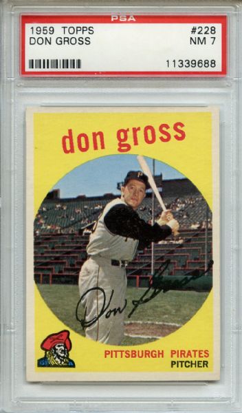 1959 Topps 228 Don Gross Gray Back PSA NM 7