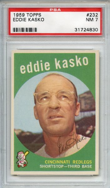 1959 Topps 232 Eddie Kasko White Back PSA NM 7