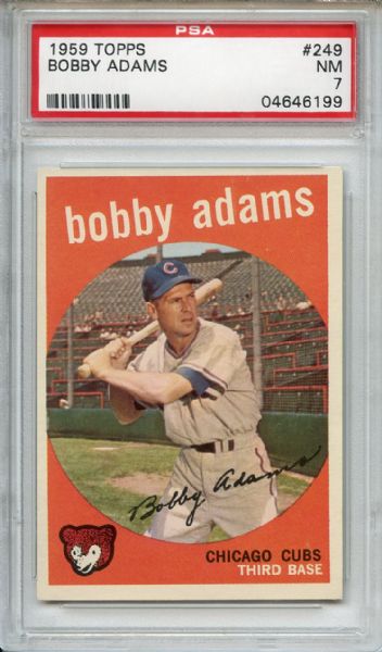 1959 Topps 249 Bobby Adams Gray Back PSA NM 7