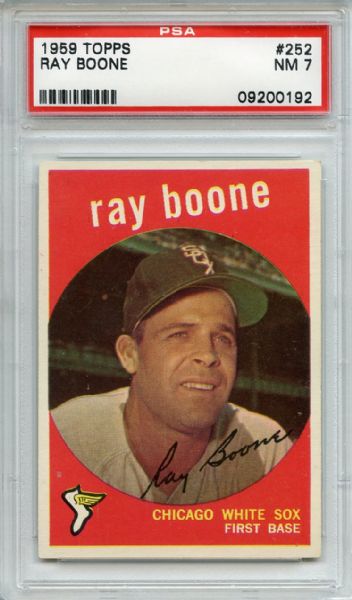 1959 Topps 252 Ray Boone Gray Back PSA NM 7