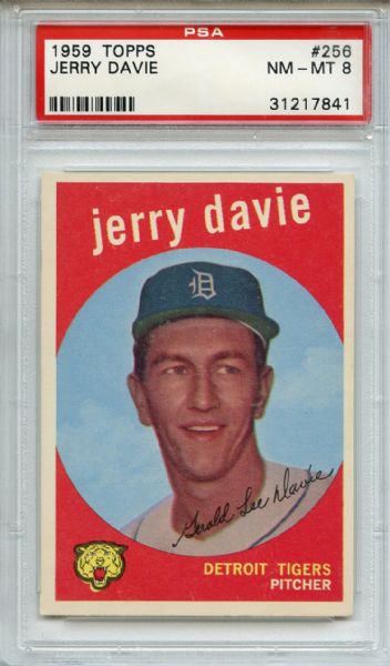 1959 Topps 256 Jerry Davie White Back PSA NM-MT 8