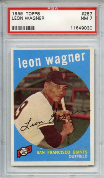 1959 Topps 257 Leon Wagner Gray Back PSA NM 7