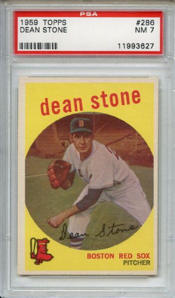 1959 Topps 286 Dean Stone White Back PSA NM 7