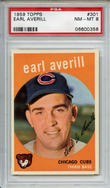 1959 Topps 301 Earl Averill PSA NM-MT 8