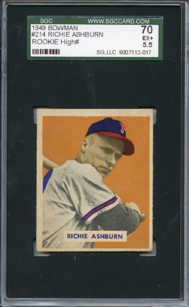 1949 Bowman 214 Richie Ashburn RC SGC EX+ 70 / 5.5