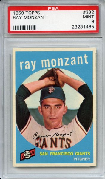 1959 Topps 332 Ray Monzant PSA MINT 9