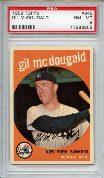 1959 Topps 345 Gil McDougald PSA NM-MT 8