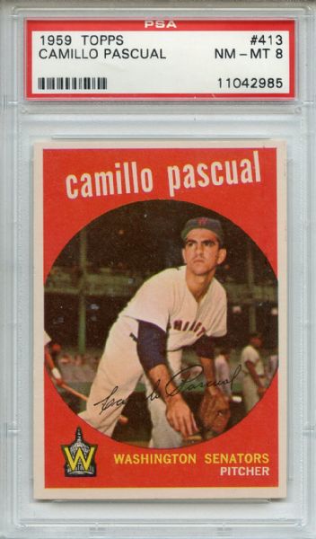 1959 Topps 413 Camillo Pascual PSA NM-MT 8