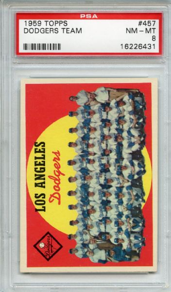 1959 Topps 457 Los Angeles Dodgers Team PSA NM-MT 8