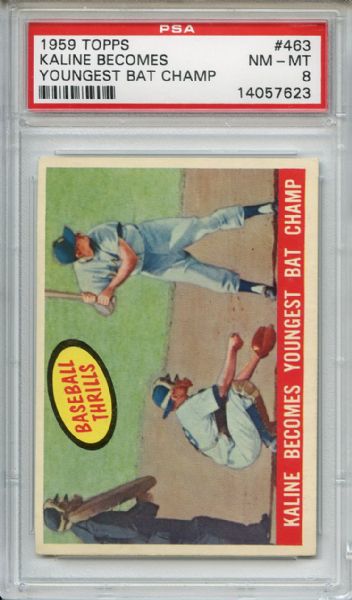 1959 Topps 463 Al Kaline Becomes Younget Batting Champ PSA NM-MT 8