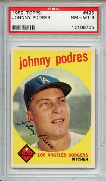 1959 Topps 495 Johnny Podres PSA NM-MT 8