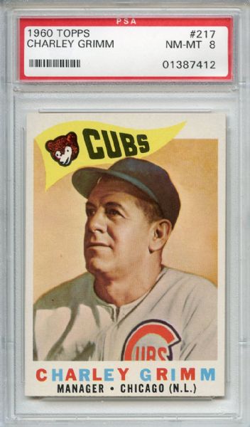 1960 Topps 217 Charley Grimm PSA NM-MT 8