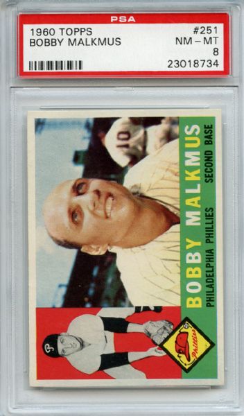 1960 Topps 251 Bobby Malkmus PSA NM-MT 8