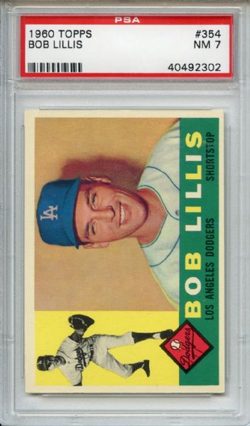 1960 Topps 354 Bob Lillis PSA NM 7