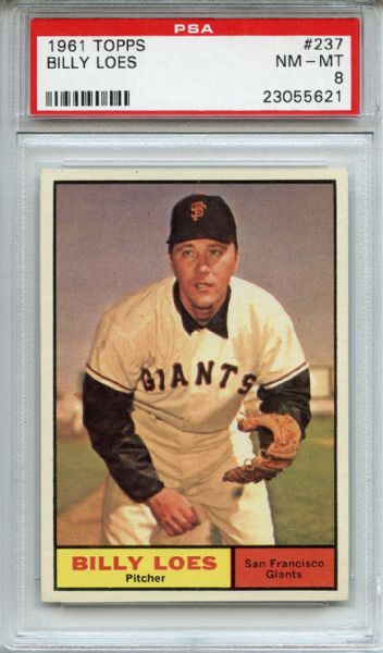 1961 Topps 237 Billy Loes PSA NM-MT 8
