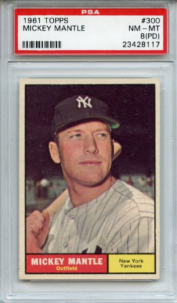 1961 Topps 300 Mickey Mantle PSA NM-MT 8 (PD)