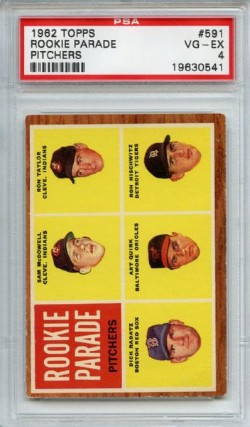 1962 Topps 591 Rookie Pitchers Sam McDowell RC PSA VG-EX 4