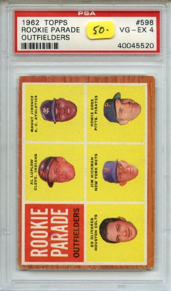 1962 Topps 598 Rookie Parade Outfielders PSA VG-EX 4