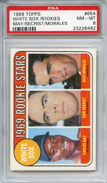 1969 Topps 654 Chicago White Sox Rookies Carlos May PSA NM-MT 8